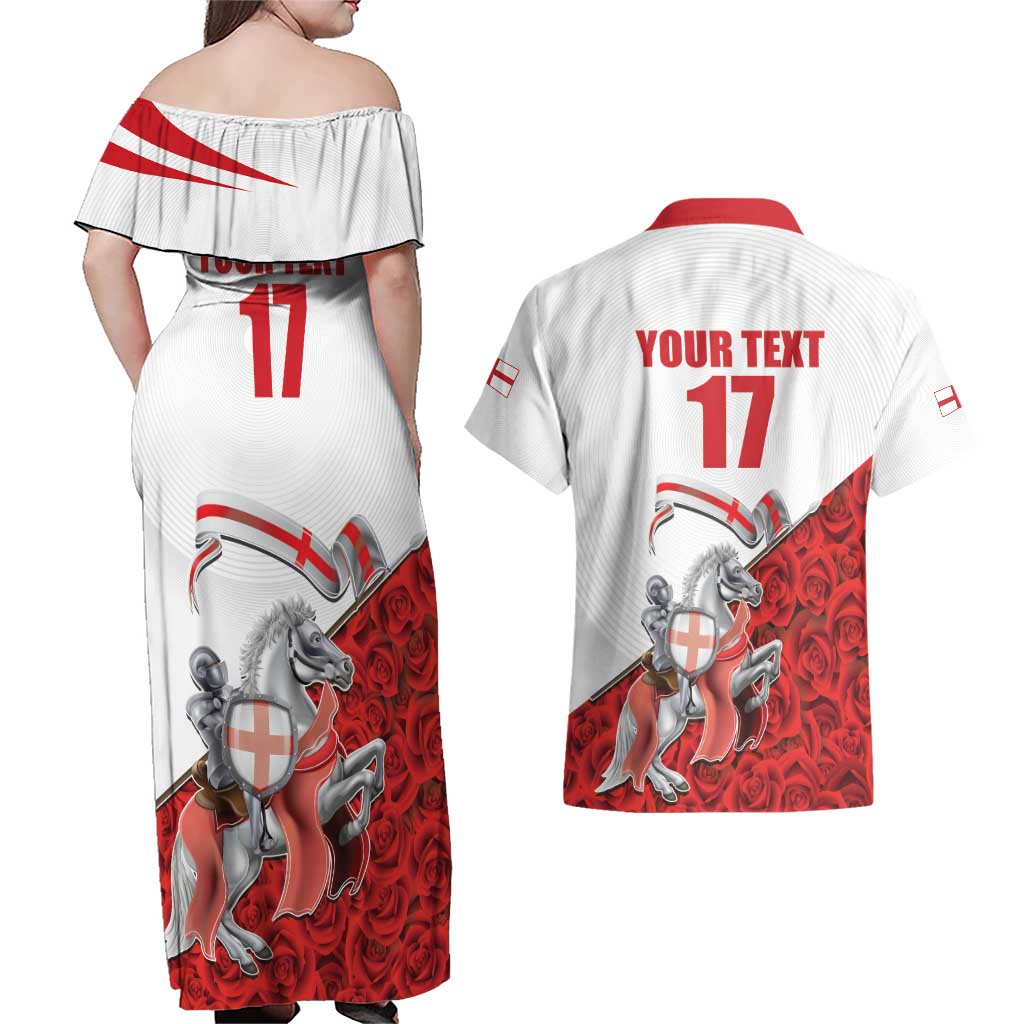 Custom England Field Hockey Champions Couples Matching Off Shoulder Maxi Dress and Hawaiian Shirt Old Georgians Hockey Club Sporty Style