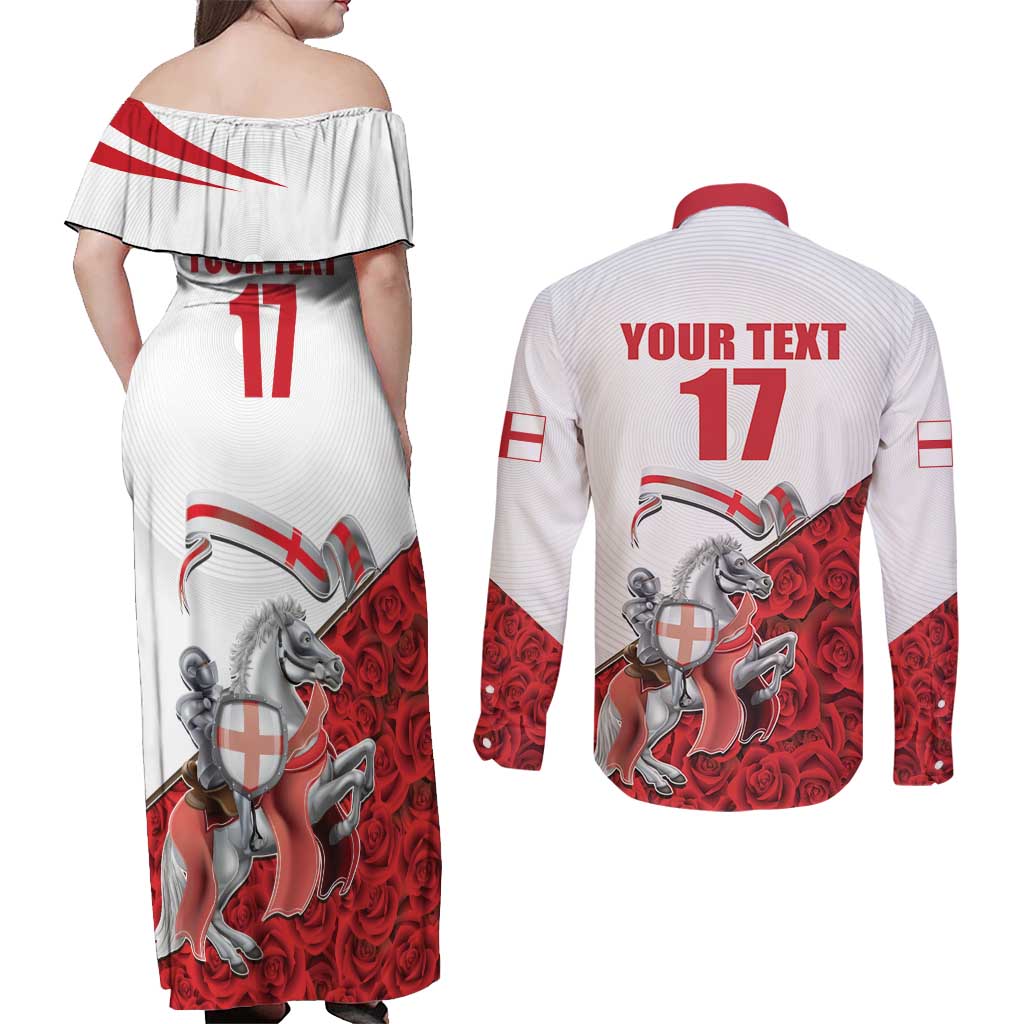 Custom England Field Hockey Champions Couples Matching Off Shoulder Maxi Dress and Long Sleeve Button Shirt Old Georgians Hockey Club Sporty Style