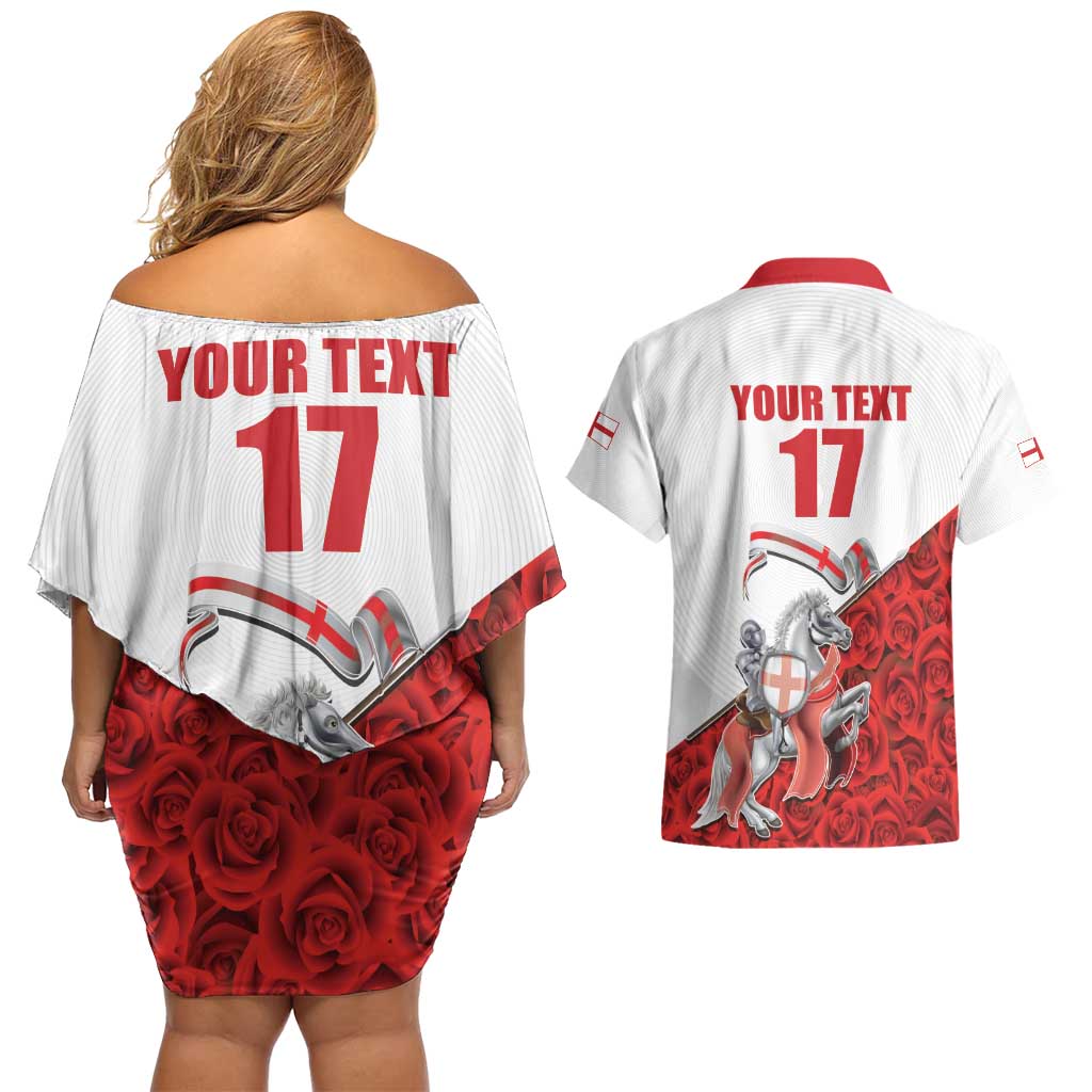 Custom England Field Hockey Champions Couples Matching Off Shoulder Short Dress and Hawaiian Shirt Old Georgians Hockey Club Sporty Style