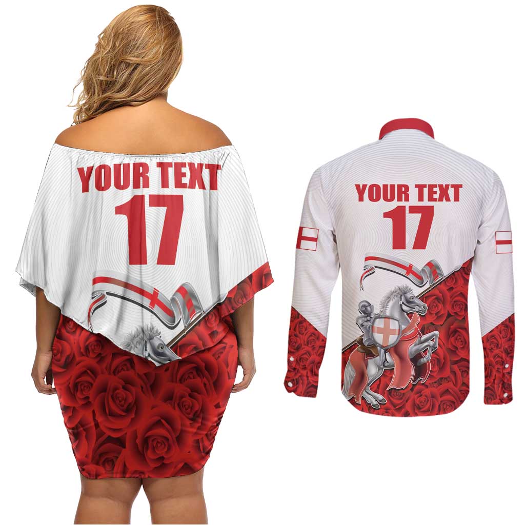 Custom England Field Hockey Champions Couples Matching Off Shoulder Short Dress and Long Sleeve Button Shirt Old Georgians Hockey Club Sporty Style