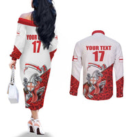 Custom England Field Hockey Champions Couples Matching Off The Shoulder Long Sleeve Dress and Long Sleeve Button Shirt Old Georgians Hockey Club Sporty Style