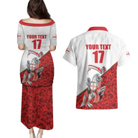 Custom England Field Hockey Champions Couples Matching Puletasi and Hawaiian Shirt Old Georgians Hockey Club Sporty Style