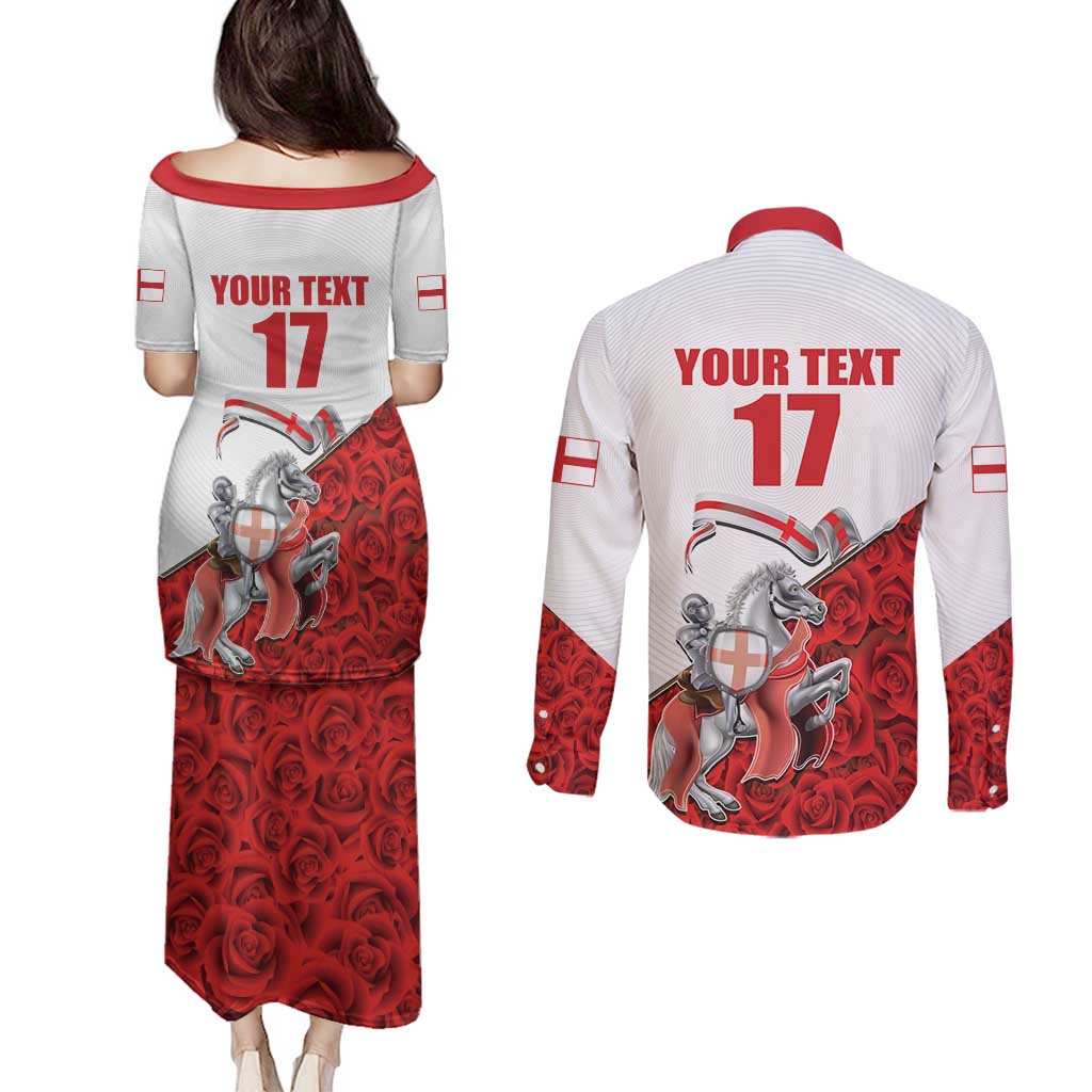 Custom England Field Hockey Champions Couples Matching Puletasi and Long Sleeve Button Shirt Old Georgians Hockey Club Sporty Style