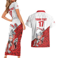 Custom England Field Hockey Champions Couples Matching Short Sleeve Bodycon Dress and Hawaiian Shirt Old Georgians Hockey Club Sporty Style