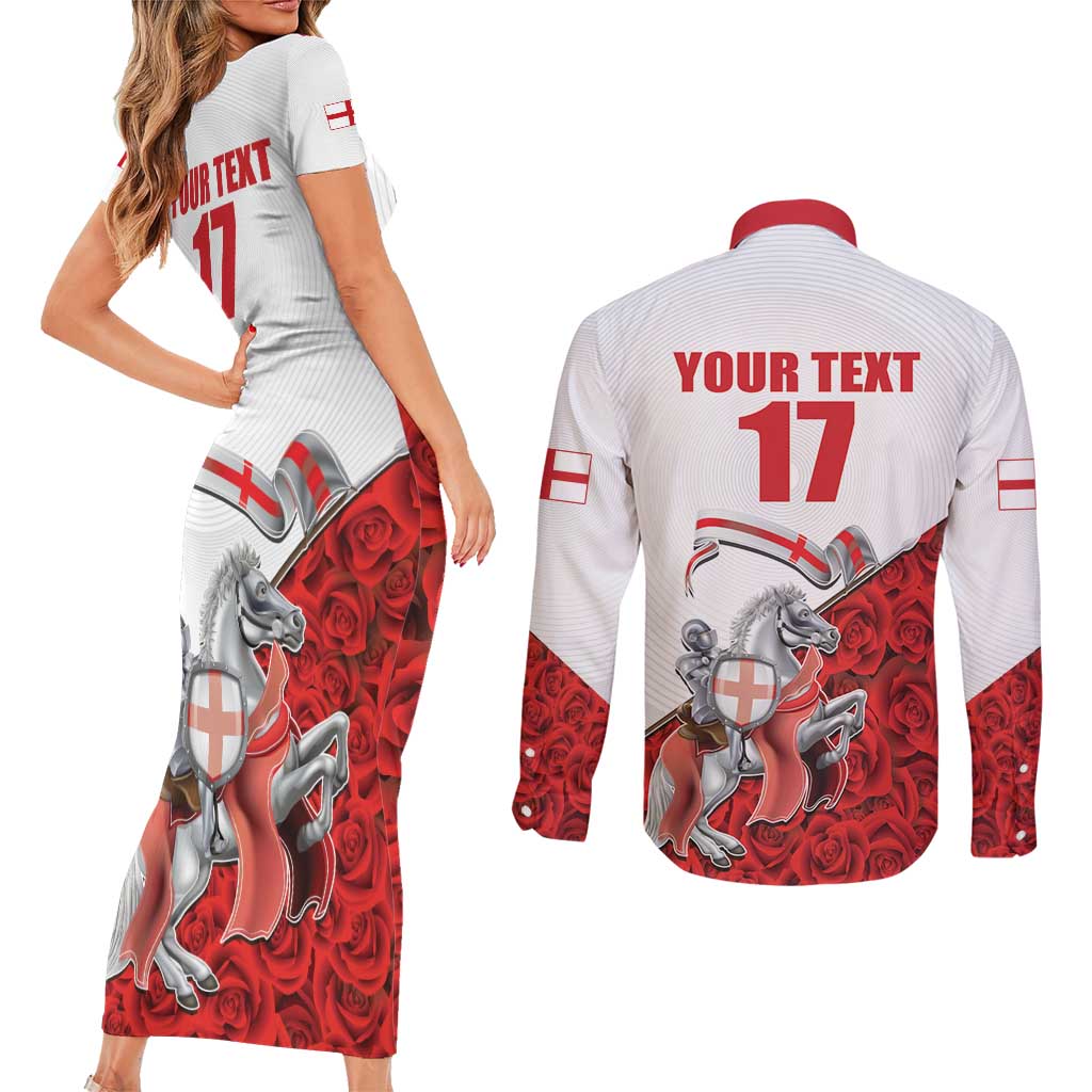Custom England Field Hockey Champions Couples Matching Short Sleeve Bodycon Dress and Long Sleeve Button Shirt Old Georgians Hockey Club Sporty Style