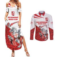 Custom England Field Hockey Champions Couples Matching Summer Maxi Dress and Long Sleeve Button Shirt Old Georgians Hockey Club Sporty Style