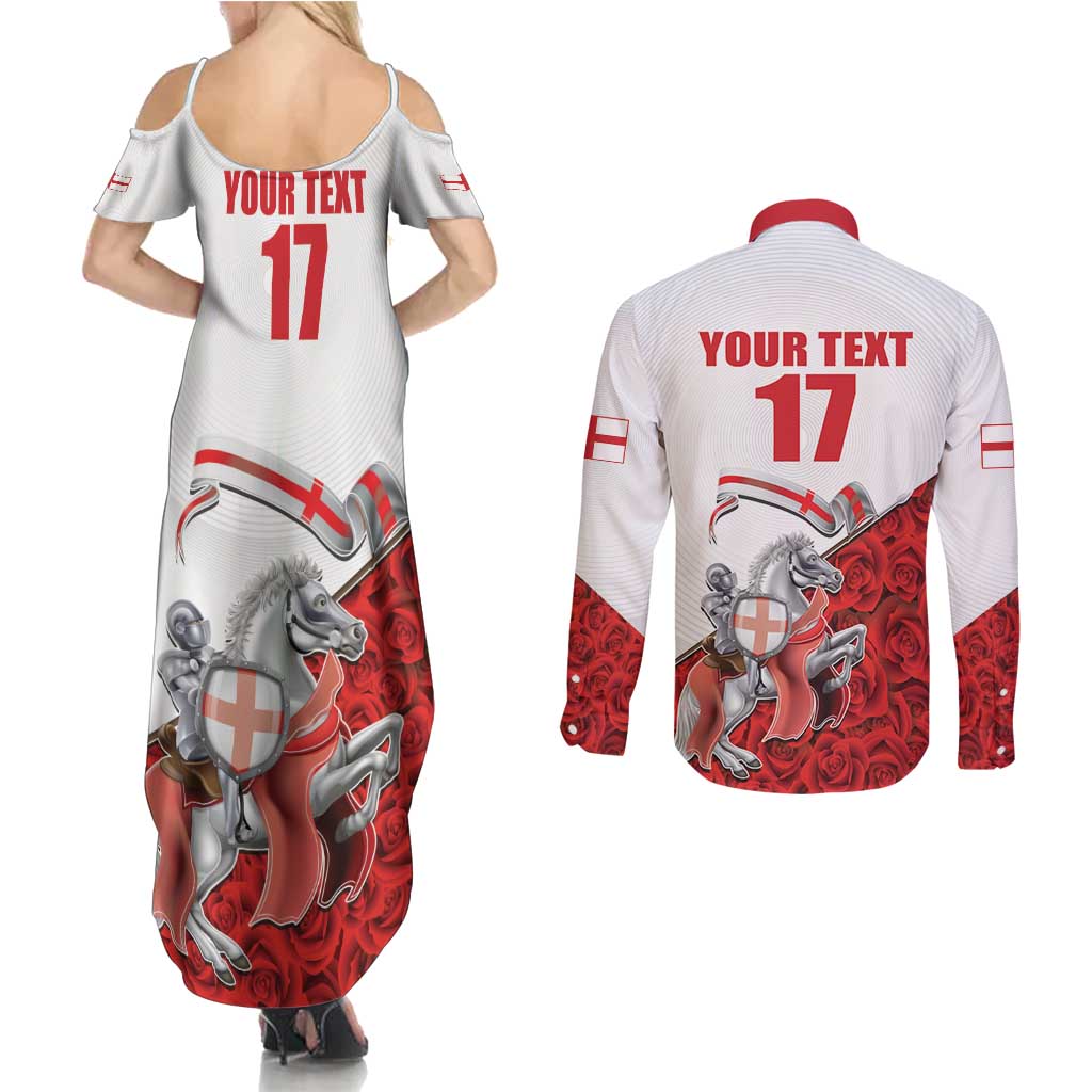 Custom England Field Hockey Champions Couples Matching Summer Maxi Dress and Long Sleeve Button Shirt Old Georgians Hockey Club Sporty Style