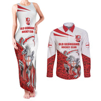 Custom England Field Hockey Champions Couples Matching Tank Maxi Dress and Long Sleeve Button Shirt Old Georgians Hockey Club Sporty Style