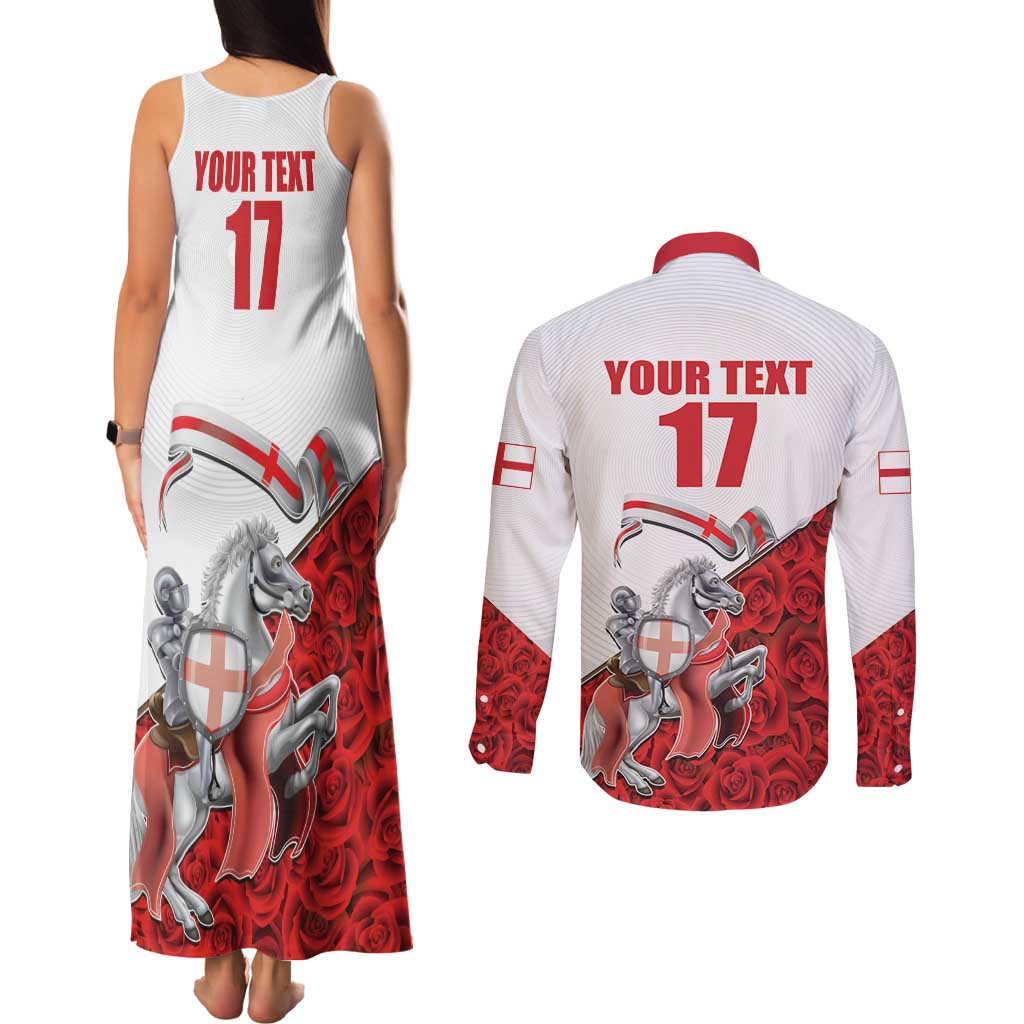 Custom England Field Hockey Champions Couples Matching Tank Maxi Dress and Long Sleeve Button Shirt Old Georgians Hockey Club Sporty Style