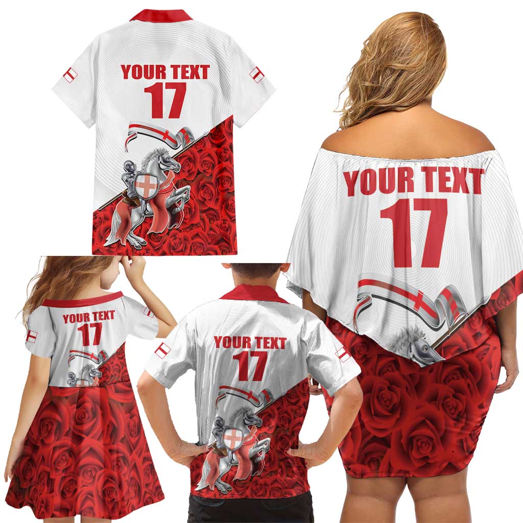 Custom England Field Hockey Champions Family Matching Off Shoulder Short Dress and Hawaiian Shirt Old Georgians Hockey Club Sporty Style