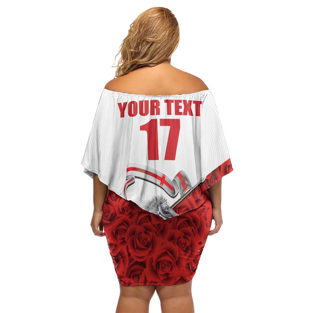 Custom England Field Hockey Champions Family Matching Off Shoulder Short Dress and Hawaiian Shirt Old Georgians Hockey Club Sporty Style