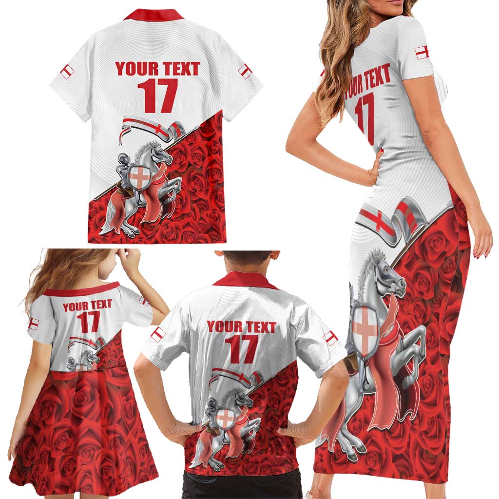 Custom England Field Hockey Champions Family Matching Short Sleeve Bodycon Dress and Hawaiian Shirt Old Georgians Hockey Club Sporty Style