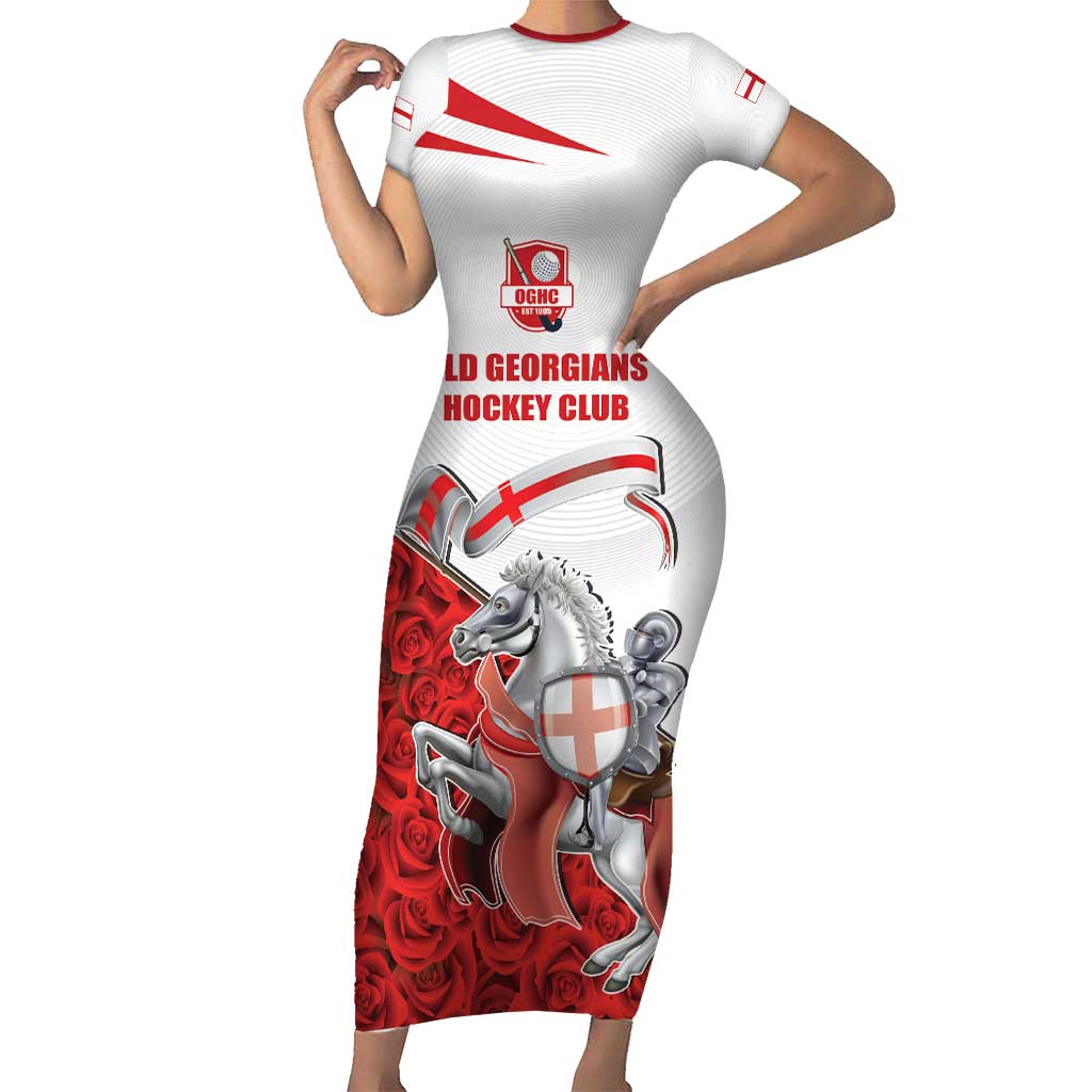 Custom England Field Hockey Champions Family Matching Short Sleeve Bodycon Dress and Hawaiian Shirt Old Georgians Hockey Club Sporty Style