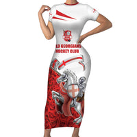 Custom England Field Hockey Champions Family Matching Short Sleeve Bodycon Dress and Hawaiian Shirt Old Georgians Hockey Club Sporty Style
