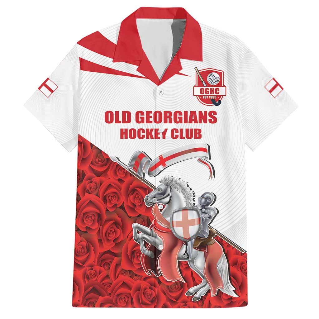 Custom England Field Hockey Champions Hawaiian Shirt Old Georgians Hockey Club Sporty Style