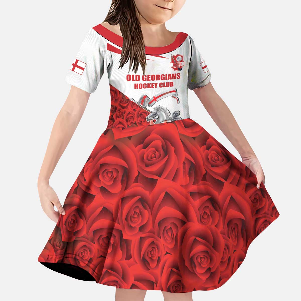 Custom England Field Hockey Champions Kid Short Sleeve Dress Old Georgians Hockey Club Sporty Style