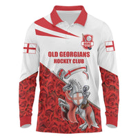 Custom England Field Hockey Champions Long Sleeve Polo Shirt Old Georgians Hockey Club Sporty Style