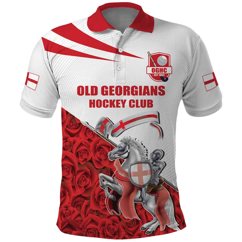 Custom England Field Hockey Champions Polo Shirt Old Georgians Hockey Club Sporty Style