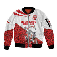 Custom England Field Hockey Champions Sleeve Zip Bomber Jacket Old Georgians Hockey Club Sporty Style