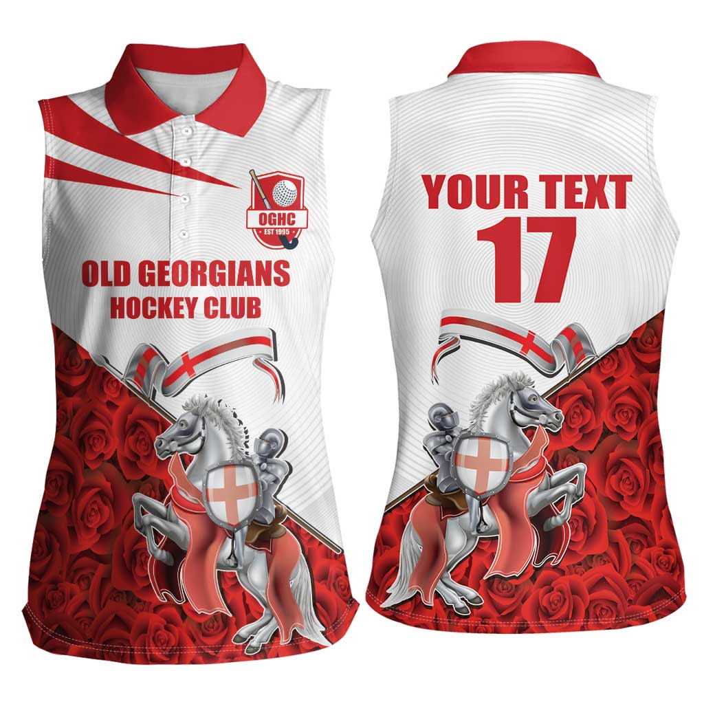 Custom England Field Hockey Champions Women Sleeveless Polo Shirt Old Georgians Hockey Club Sporty Style
