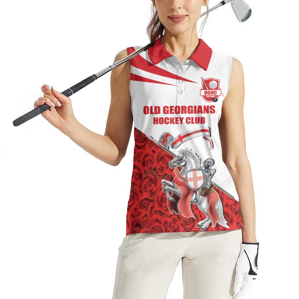 Custom England Field Hockey Champions Women Sleeveless Polo Shirt Old Georgians Hockey Club Sporty Style