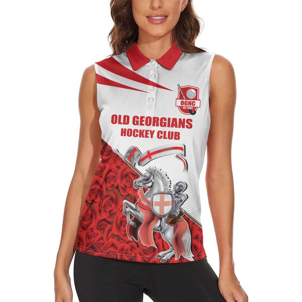 Custom England Field Hockey Champions Women Sleeveless Polo Shirt Old Georgians Hockey Club Sporty Style