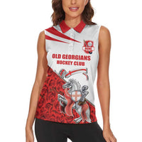 Custom England Field Hockey Champions Women Sleeveless Polo Shirt Old Georgians Hockey Club Sporty Style