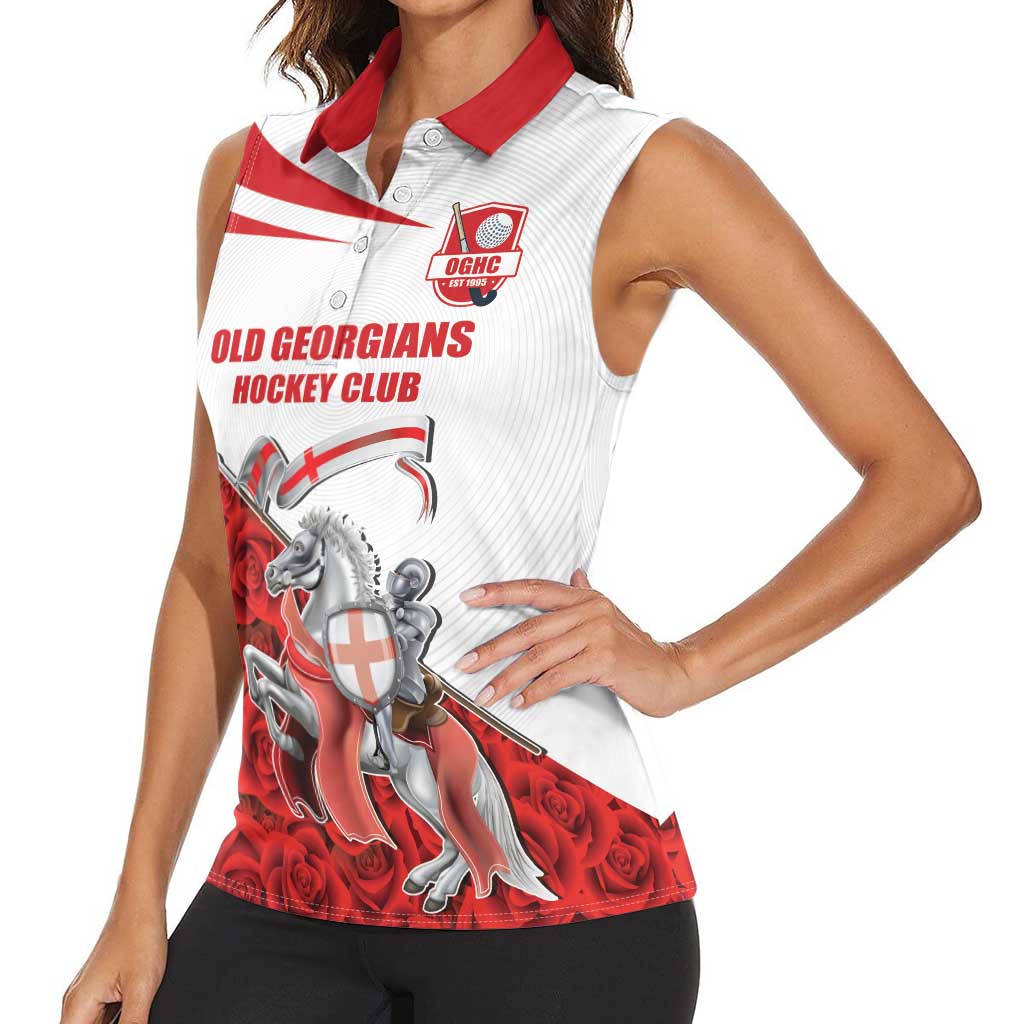 Custom England Field Hockey Champions Women Sleeveless Polo Shirt Old Georgians Hockey Club Sporty Style