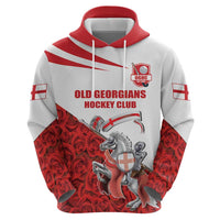 Custom England Field Hockey Champions Zip Hoodie Old Georgians Hockey Club Sporty Style