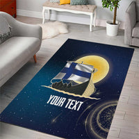 Personalized Finland Drakkar Vikings Area Rug Longships with Vegvisir