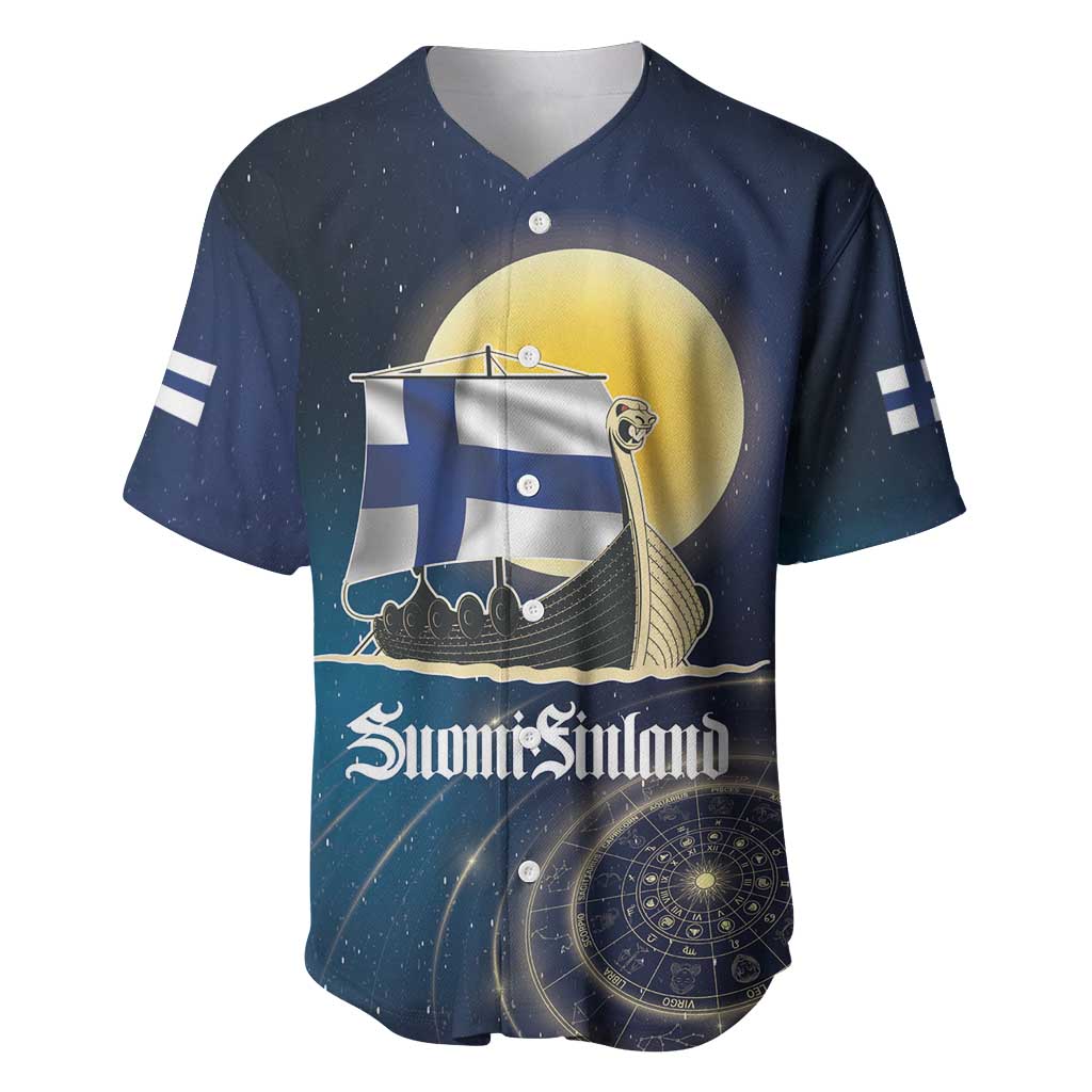 Personalized Finland Drakkar Vikings Baseball Jersey Longships with Vegvisir