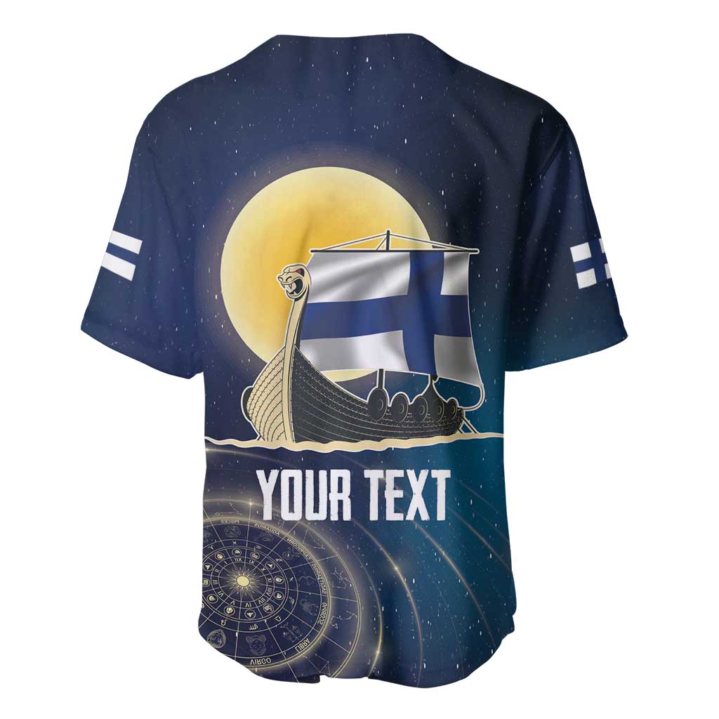 Personalized Finland Drakkar Vikings Baseball Jersey Longships with Vegvisir