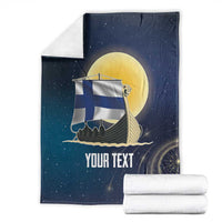 Personalized Finland Drakkar Vikings Blanket Longships with Vegvisir