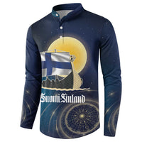 Personalized Finland Drakkar Vikings Button Sweatshirt Longships with Vegvisir