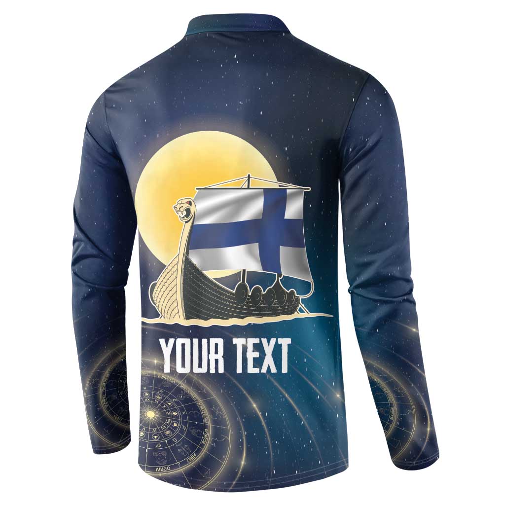 Personalized Finland Drakkar Vikings Button Sweatshirt Longships with Vegvisir