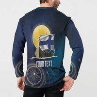 Personalized Finland Drakkar Vikings Button Sweatshirt Longships with Vegvisir