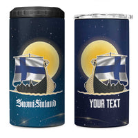 Personalized Finland Drakkar Vikings 4 in 1 Can Cooler Tumbler Longships with Vegvisir