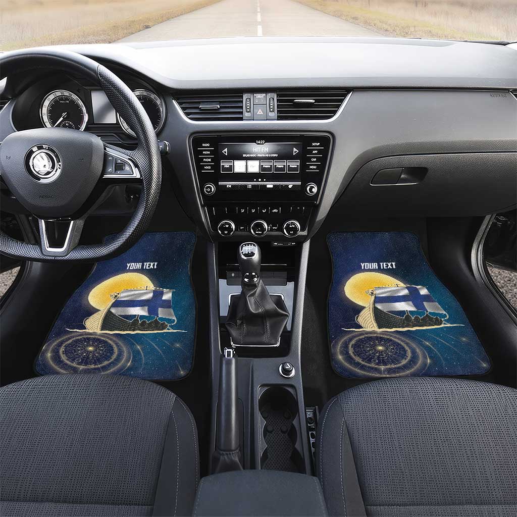 Personalized Finland Drakkar Vikings Car Mats Longships with Vegvisir