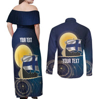 Personalized Finland Drakkar Vikings Couples Matching Off Shoulder Maxi Dress and Long Sleeve Button Shirt Longships with Vegvisir