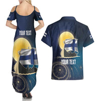 Personalized Finland Drakkar Vikings Couples Matching Summer Maxi Dress and Hawaiian Shirt Longships with Vegvisir