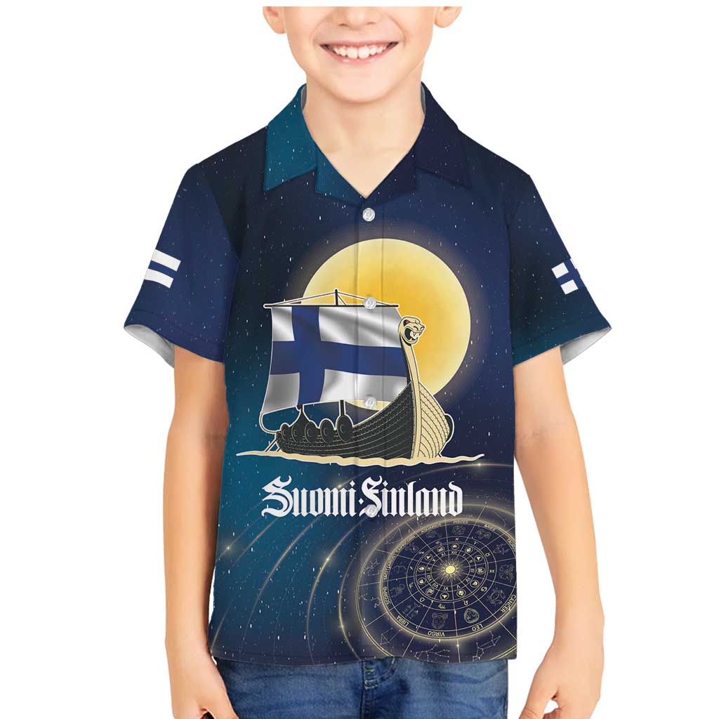 Personalized Finland Drakkar Vikings Family Matching Mermaid Dress and Hawaiian Shirt Longships with Vegvisir