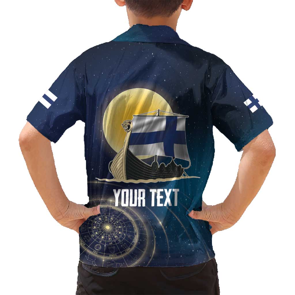 Personalized Finland Drakkar Vikings Family Matching Puletasi and Hawaiian Shirt Longships with Vegvisir