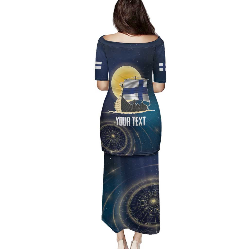 Personalized Finland Drakkar Vikings Family Matching Puletasi and Hawaiian Shirt Longships with Vegvisir