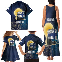 Personalized Finland Drakkar Vikings Family Matching Tank Maxi Dress and Hawaiian Shirt Longships with Vegvisir