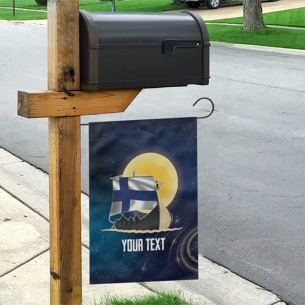 Personalized Finland Drakkar Vikings Garden Flag Longships with Vegvisir