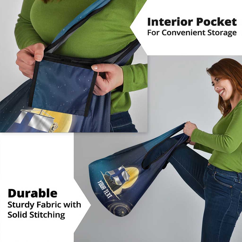 Personalized Finland Drakkar Vikings Grocery Bag Longships with Vegvisir