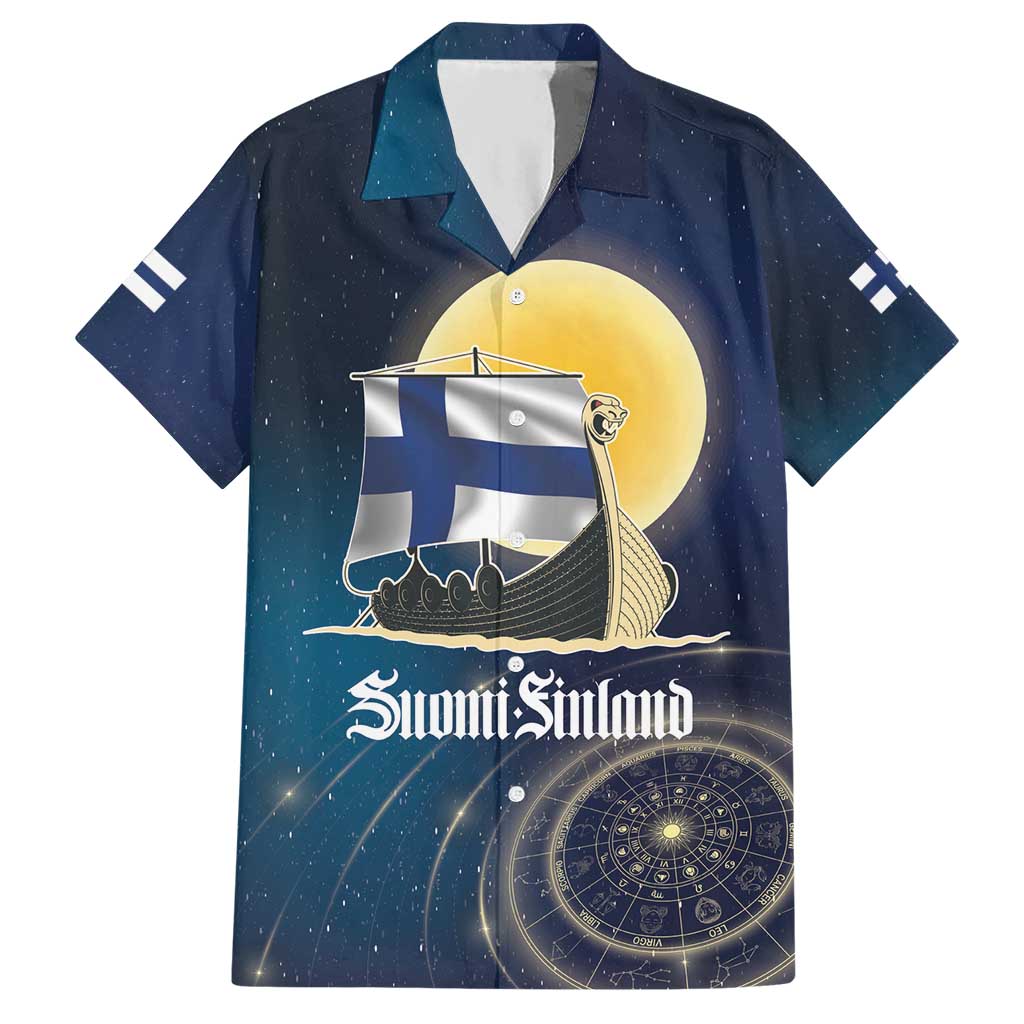 Personalized Finland Drakkar Vikings Hawaiian Shirt Longships with Vegvisir