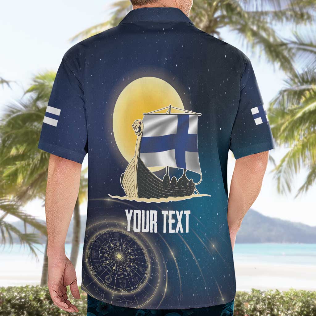 Personalized Finland Drakkar Vikings Hawaiian Shirt Longships with Vegvisir