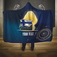 Personalized Finland Drakkar Vikings Hooded Blanket Longships with Vegvisir