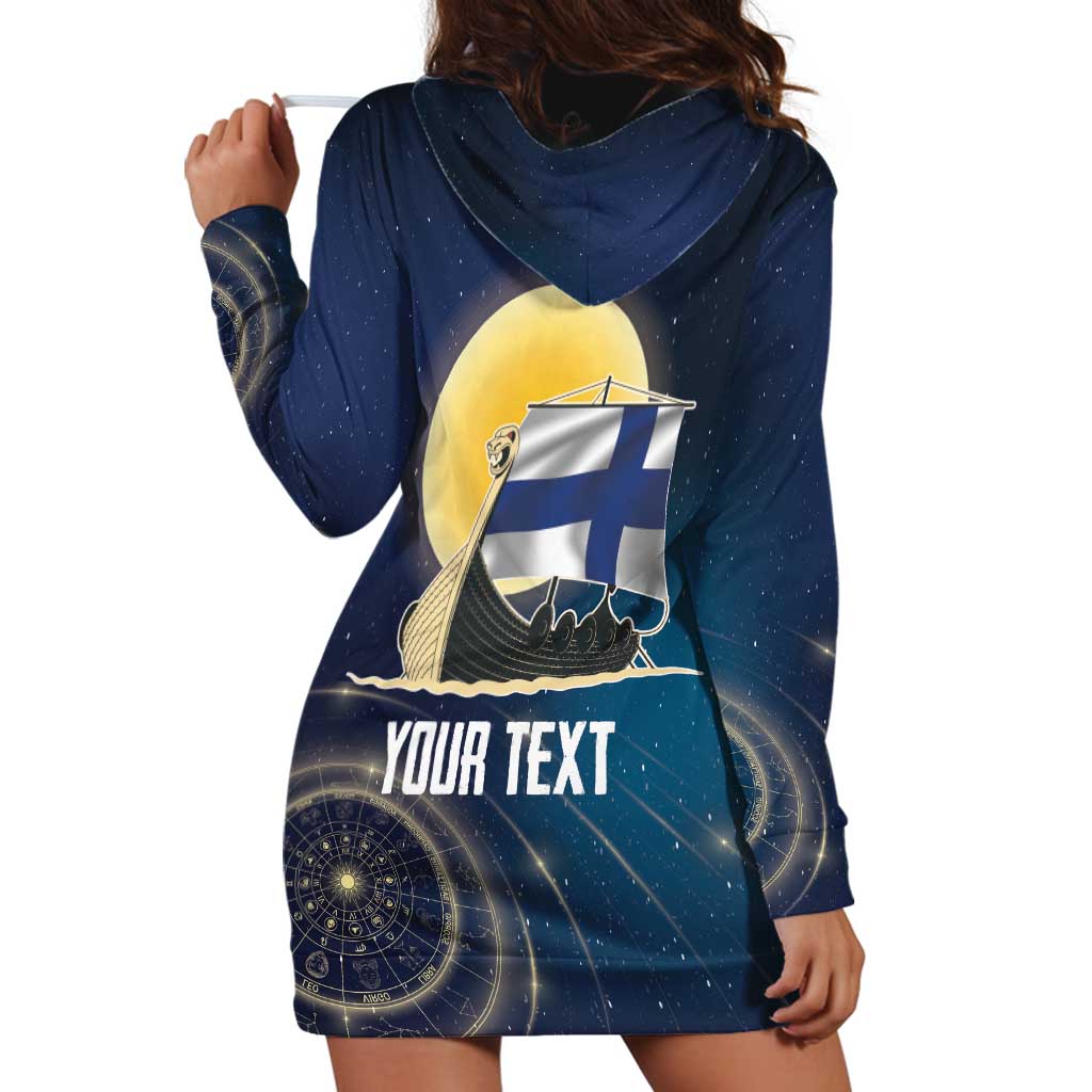 Personalized Finland Drakkar Vikings Hoodie Dress Longships with Vegvisir